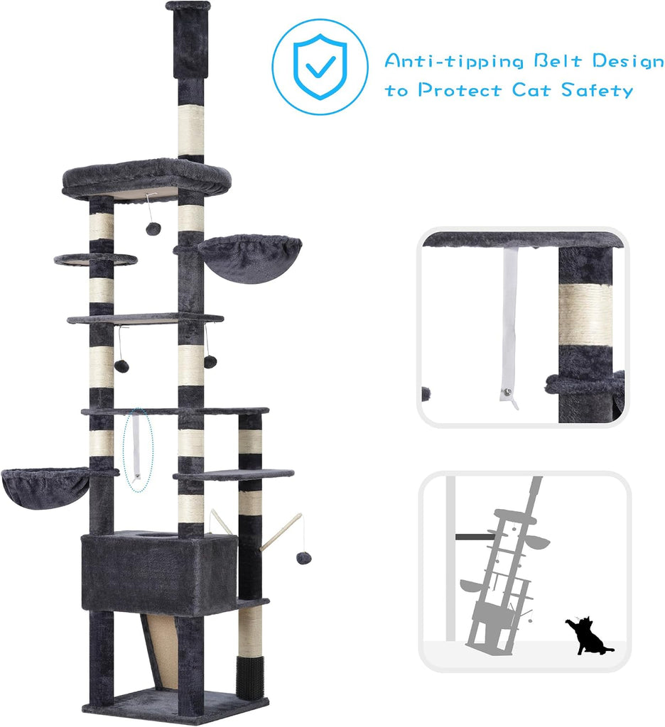 Cat Tree Tower, Adjustable Height, Floor to Ceiling