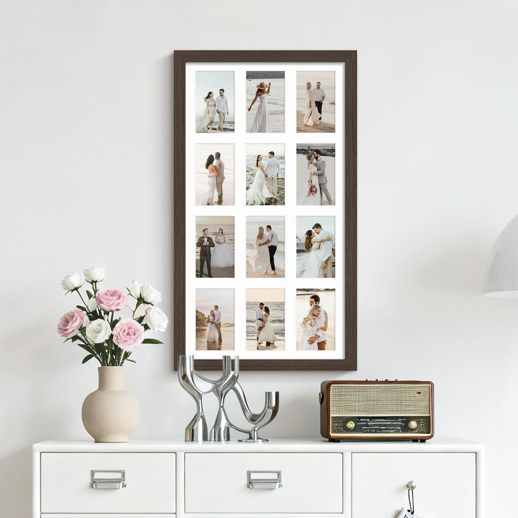 14x26 Collage Frame For 12 4x6 Photos Walnut