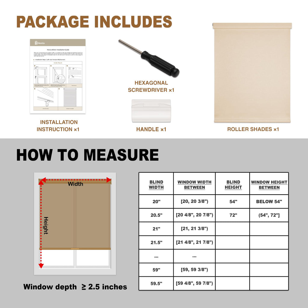 No Drill Cordless Blackout Roller Shades, Khaki