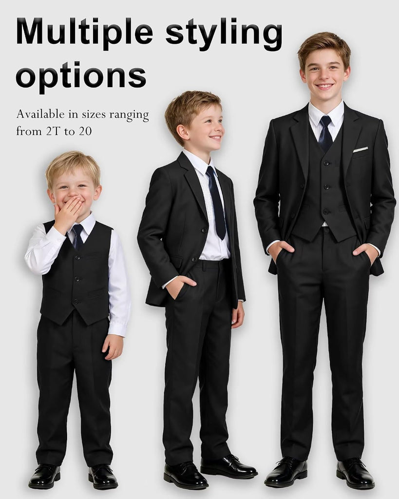 Boy's Suit Formal Slim Fit 5 Pieces Toddler Suit Set Wedding Outfit