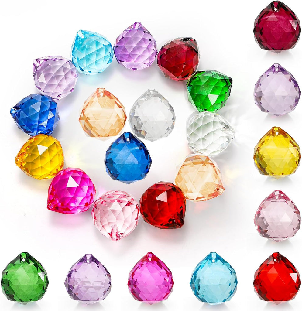 24 Pack Crystal Ball Prism 30mm/1.18" Decorative Ball - Suncatcher Rainbow Pendants Maker for Chandelier Window &