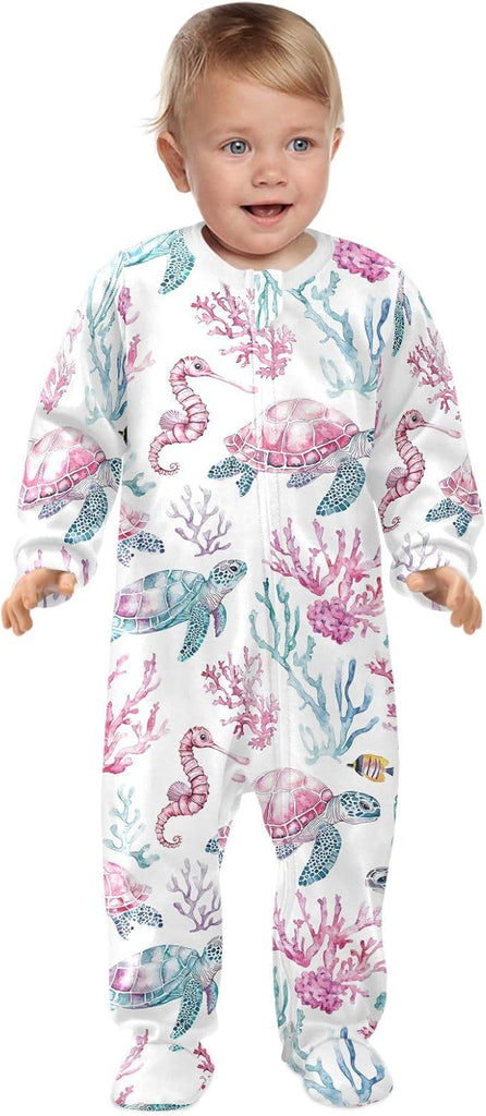 Baby One-Piece Footies Rompers Pajamas Cotton Footed Pjs for Sleep Play Boys Girls 3 6 9 12 18