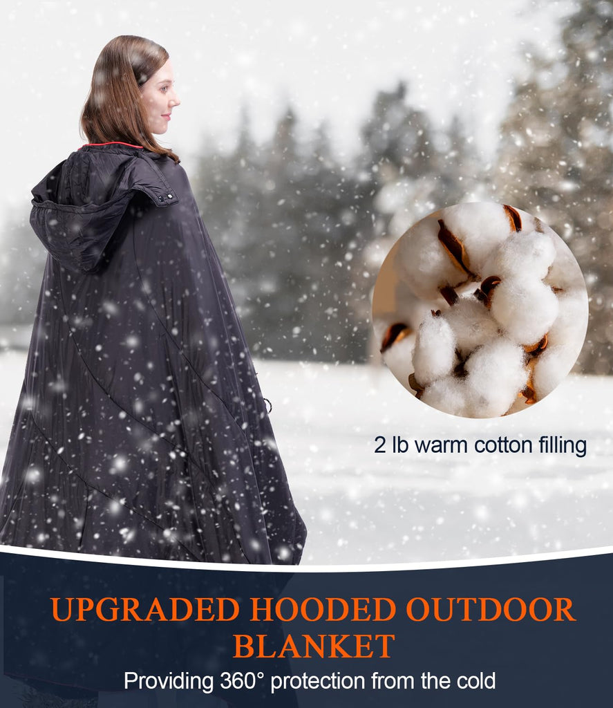 LH Puffy Camping Blanket, 79 x 54 in Wearable Stadium Blanket for 2 People
