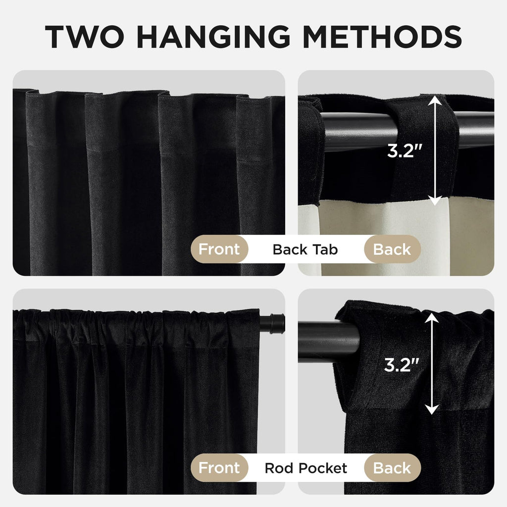100% Blackout Curtains Velvet Black Out Curtain 84 Inch Drapes