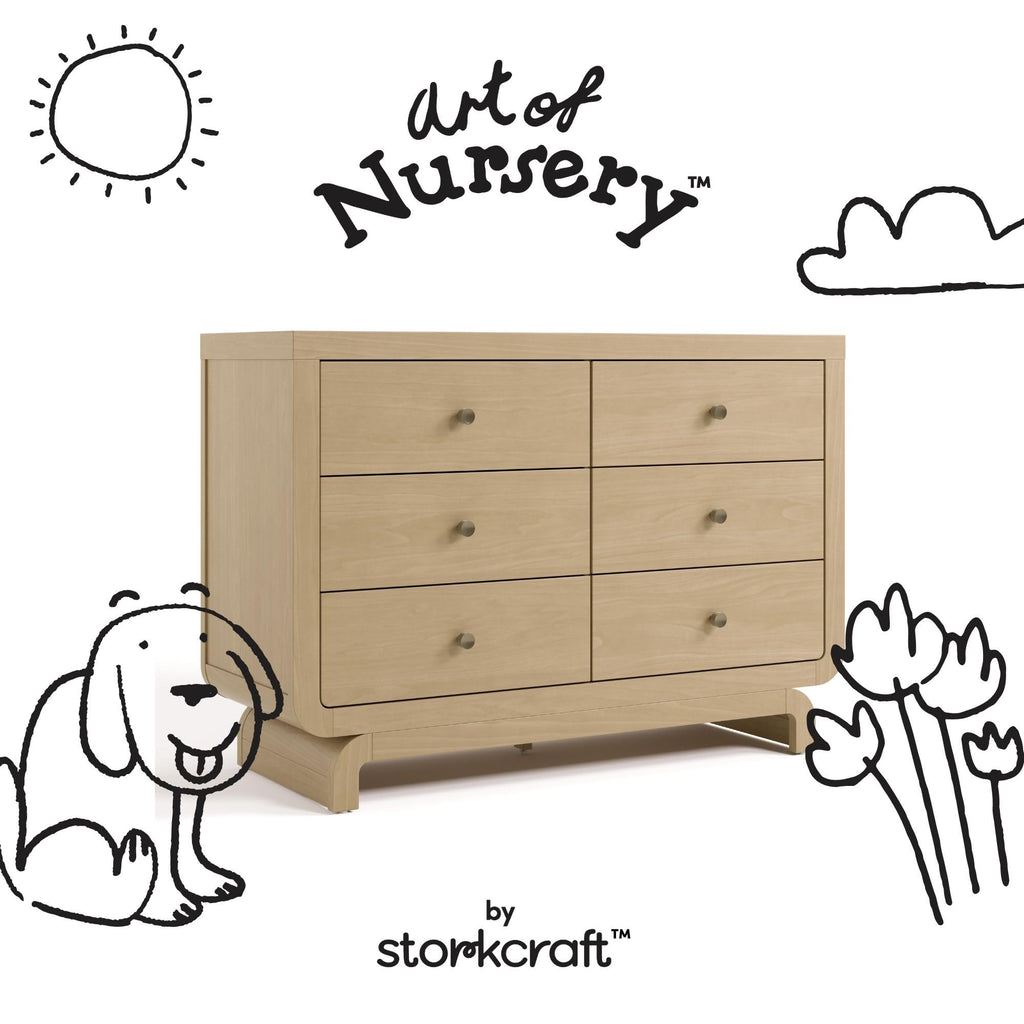 Santorini 6 Drawer Double Dresser, Driftwood