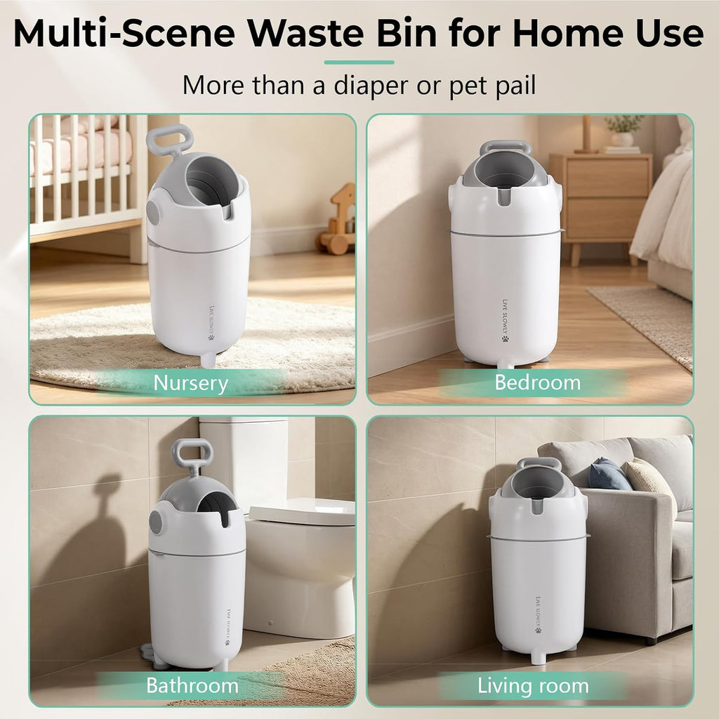 Odor‐Locking Diaper Pail, Baby Durable Diaper Trash Can