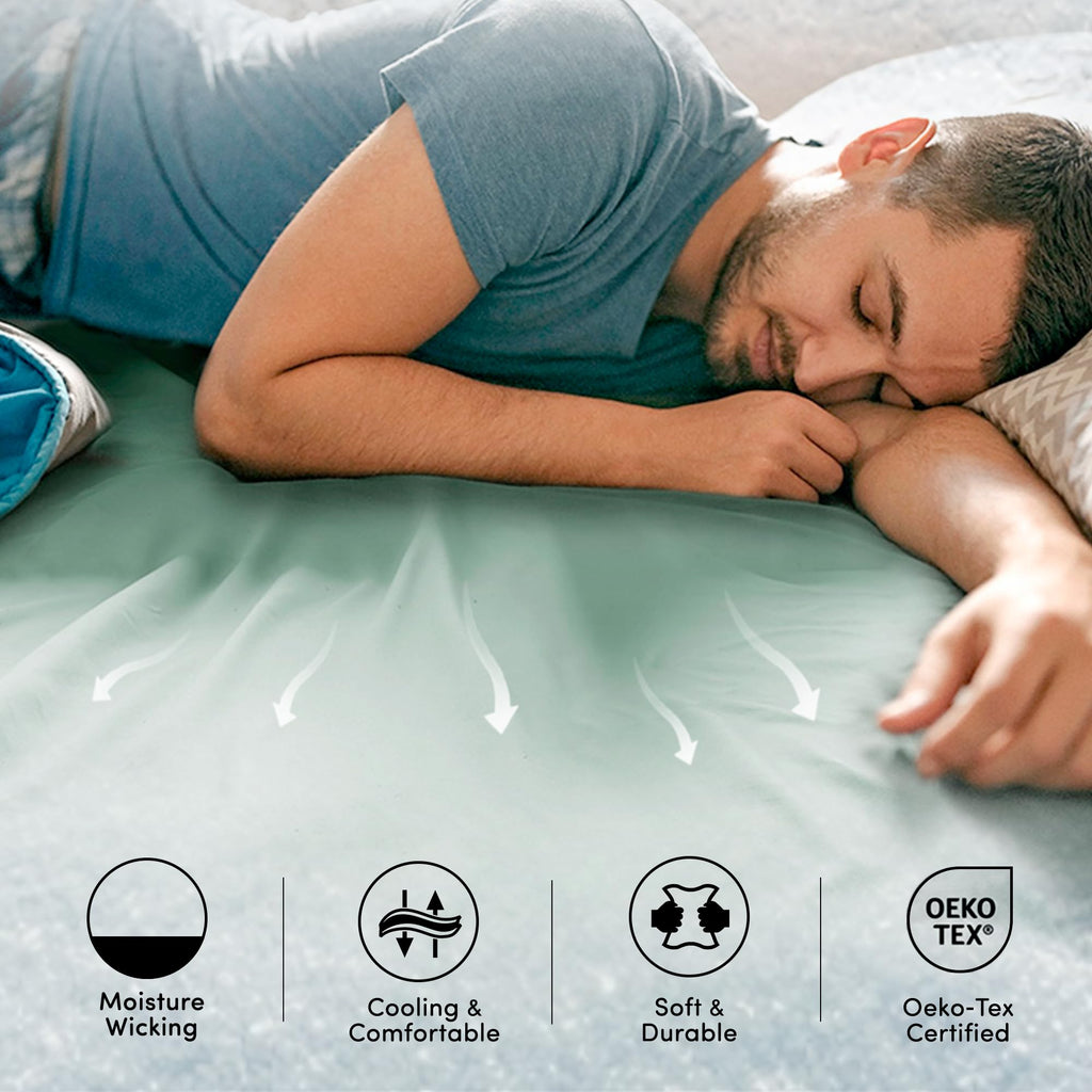 Coolmax Moisture Wicking Cooling Fitted Sheet, King Aqua
