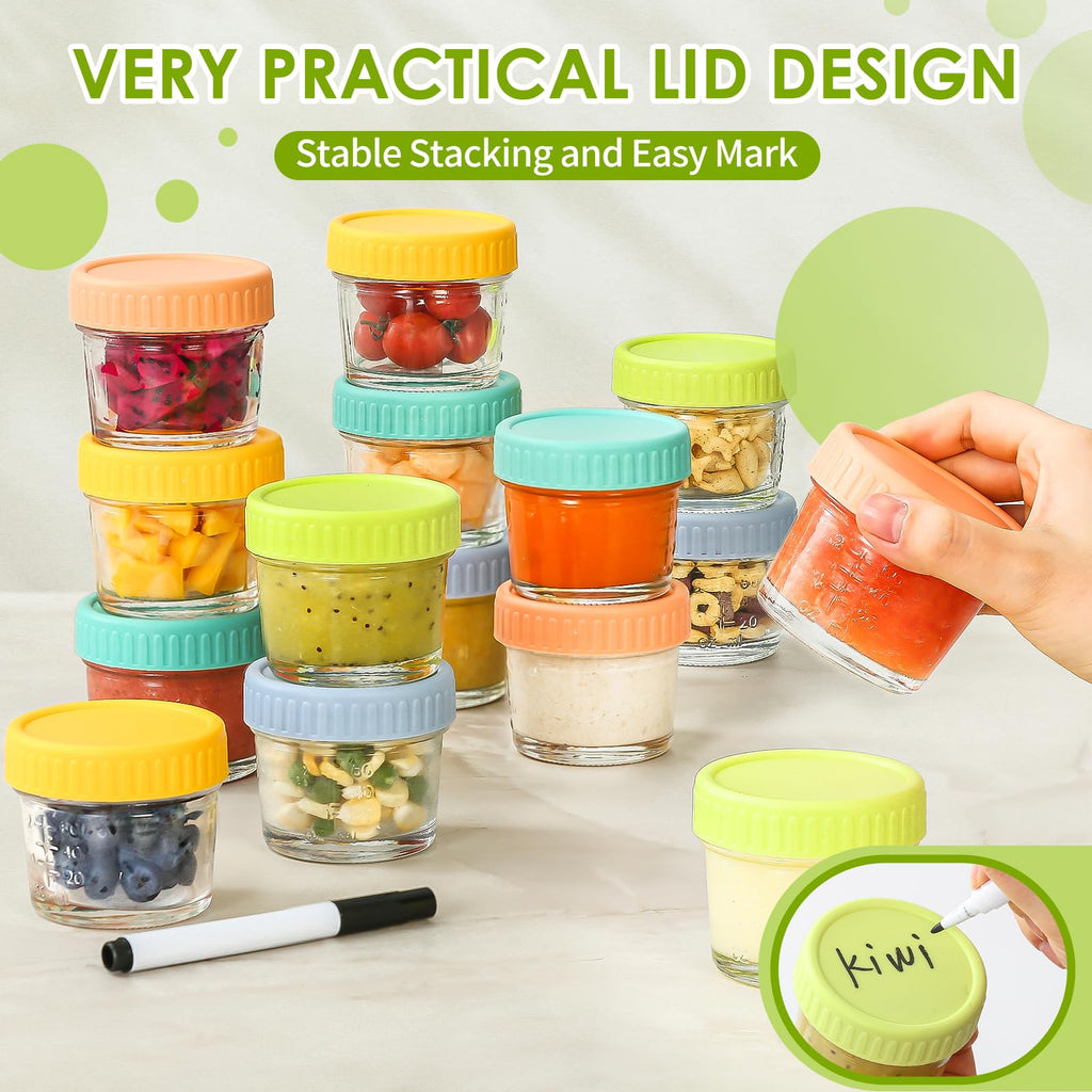 20 pcs Baby Food Storage Containers 4 Oz Small Glass Jars with Lids
