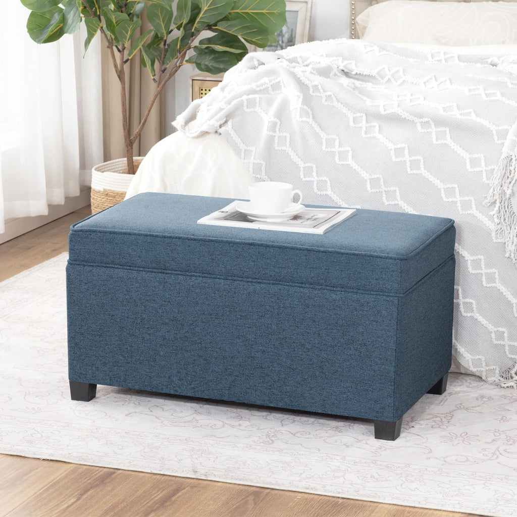 31 Inches Storage Ottoman Bench, Non-Folding End of Bed Foot Rest Stools Ottoman with Thicker Foam Padded Seat