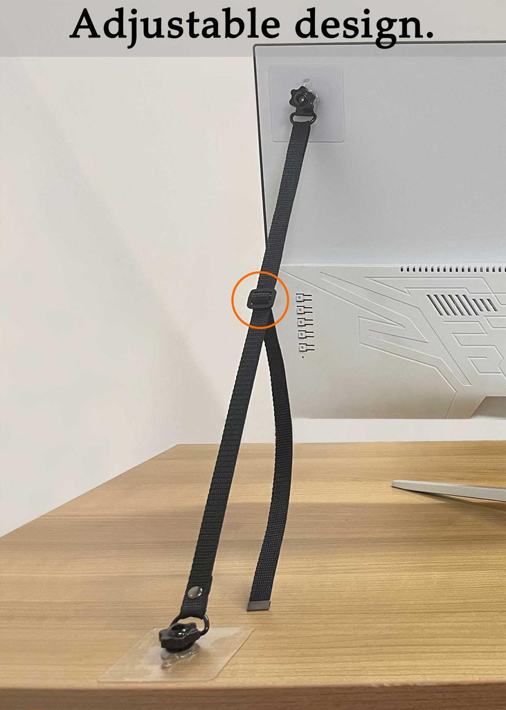 2 Pack Adjustable TV Safety Straps, No-Drill Adhesive Anti-Tip Furniture Anchors for Baby Proofing, Flat Screens Fix