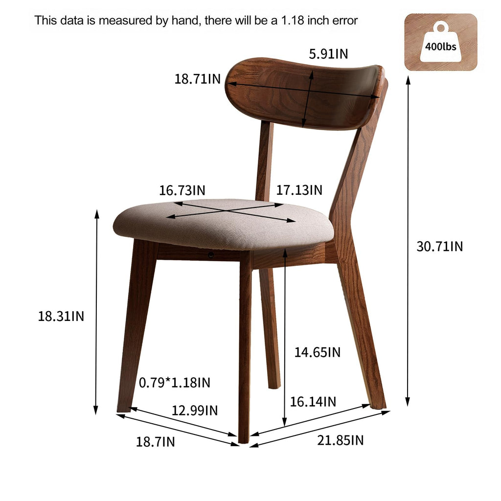 Walnut Dining Chairs Set of 6 - Commercial Grade 400 lbs Capacity