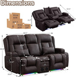 Power Loveseat Recliner Sofa with Massage & Heat Home Theater Seating with Console RV Recliner Loveseat Sofa