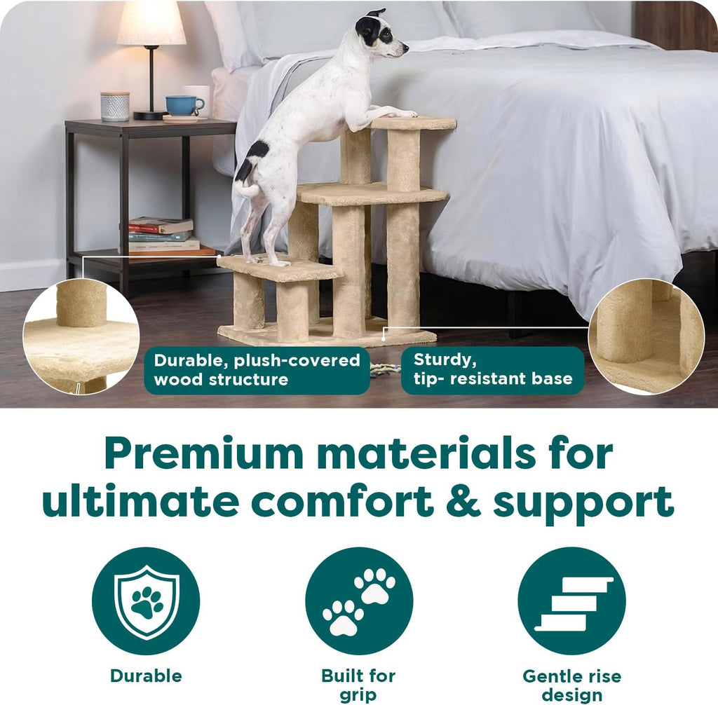 Steady Paws Multi-Step Pet Stairs for High Beds & Sofas - Cream, 3-Step