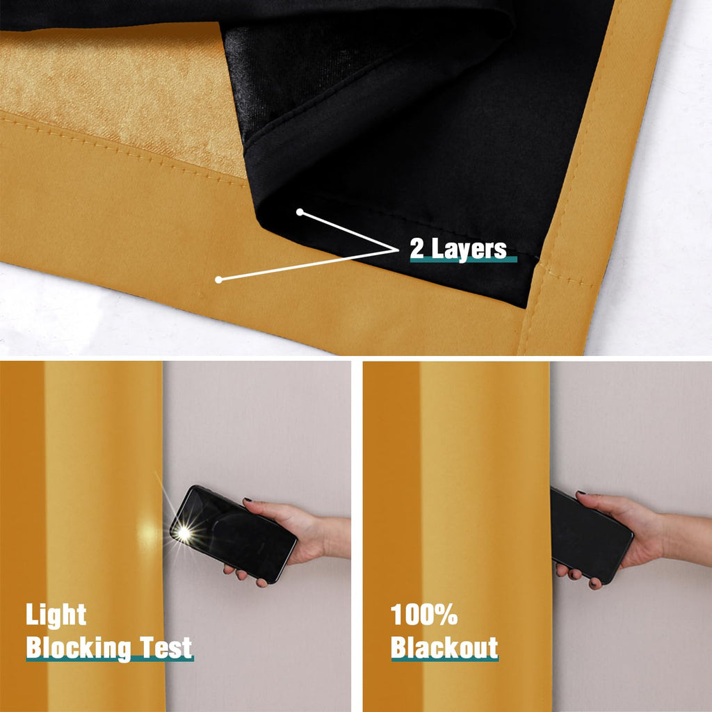 100% Blackout Curtains 102 Inches Long 2 Panels Set