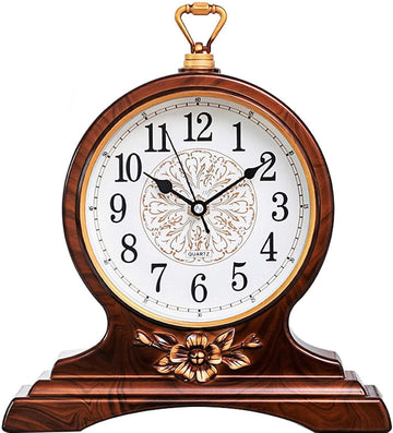Rnuie Desk Clock for Table Decor, Retro Mantel Clock Battery Operated for Fireplace Mantel, Living Room, Bedroom