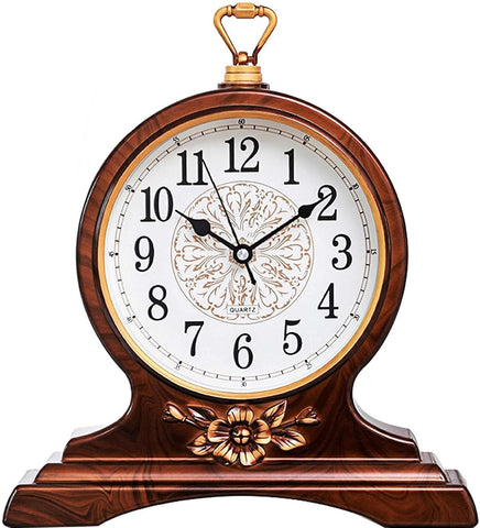 Rnuie Desk Clock for Table Decor, Retro Mantel Clock Battery Operated for Fireplace Mantel, Living Room, Bedroom
