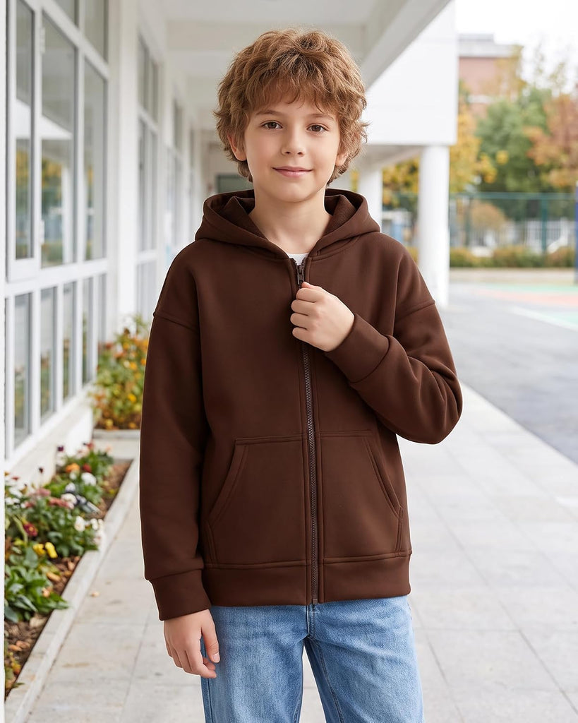 Kids Full Zip Up Hoodies Unisex Long Sleeve Soft Warm Sweatshirts