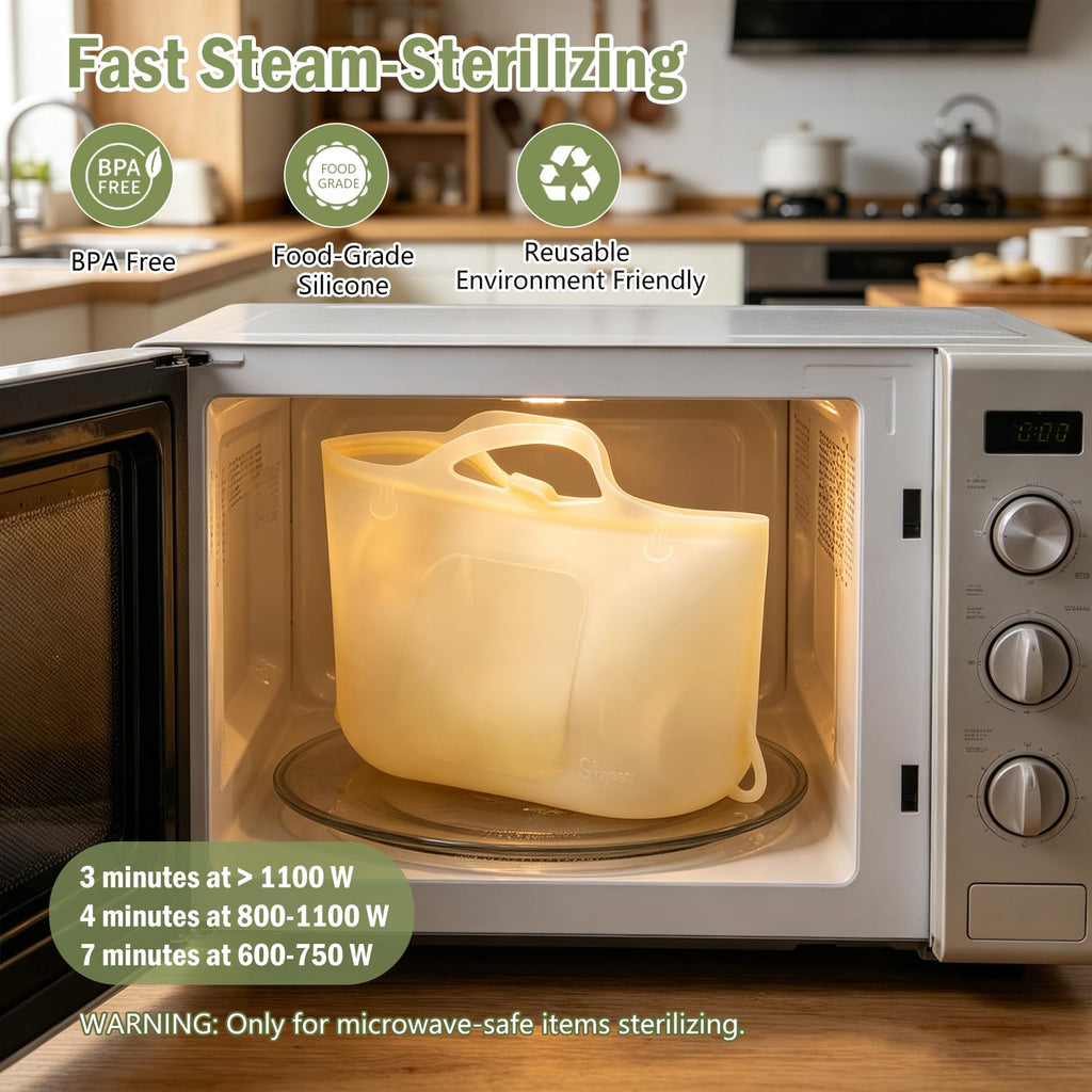 Microwave Steam Sterilizer Bags for Baby Bottles, Potable Bottle Sterilizer Bag, Clear Yellow