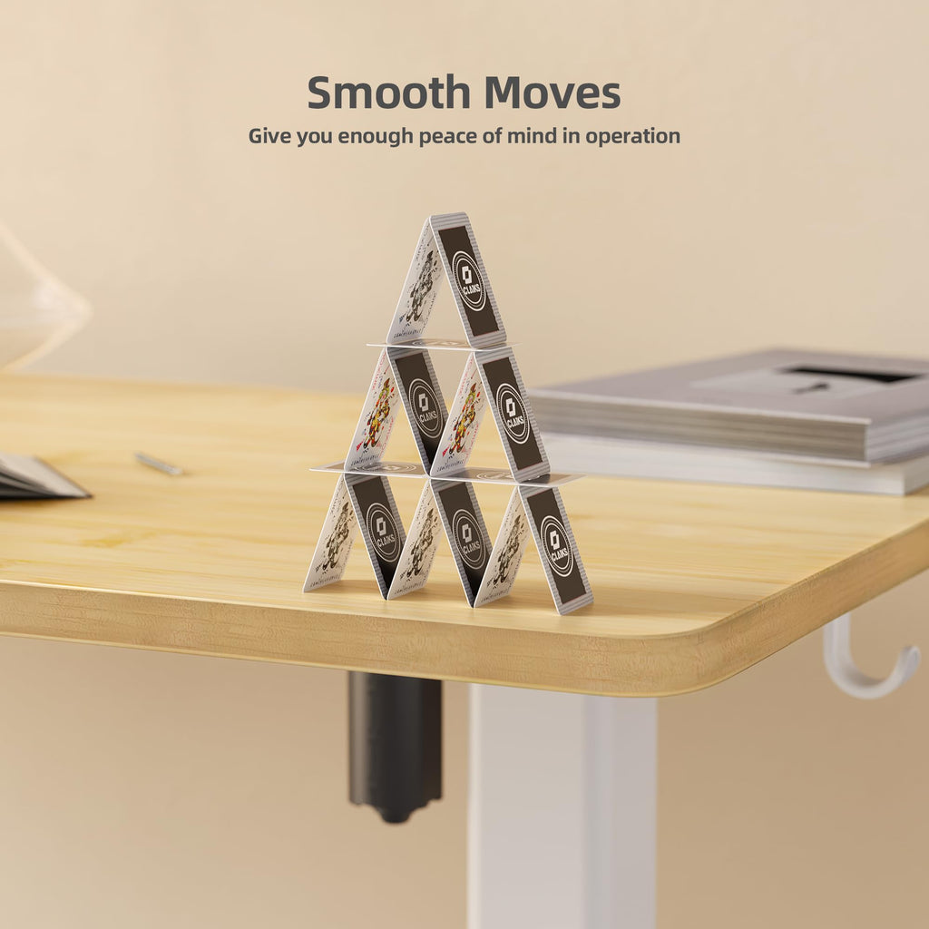 L Shaped Standing Desk Electric Dual Motor 63 Inch Corner Desk Bamboo