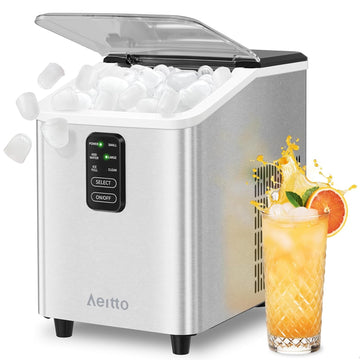 Ice Maker Countertop 26lbs/24H, Ice Machine 8 Ice Cubes Ready in 6 Mins, 2 Sizes of Bullet Ice Portable Ice Makers