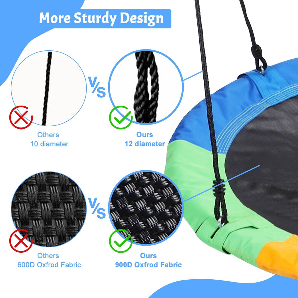 40 Inch Outdoor Saucer Swing, Tree Swing with Adjustable Ropes for Backyard