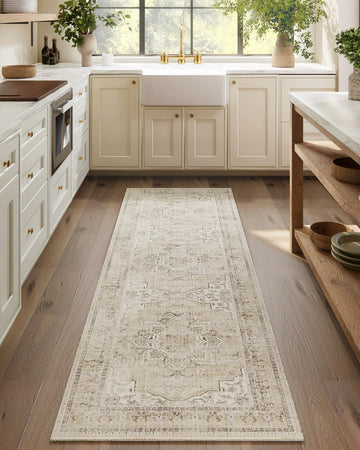Machine Washable Runners Rug : 2'6"x8' Kitchen Runner Rugs with Rubber Backing Non Slip Low Pile Soft Faux Wool Boho