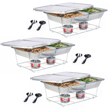 Disposable Chafing Dish Buffet Set With 6-Hour Fuel, 30 Piece