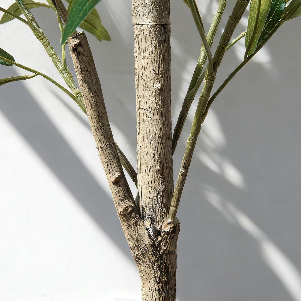 6ft Faux Olive Tree, Artificial Olive Tree Indoor, High Imitation Silk Plant Artificial Plants with Natural Wood