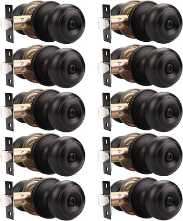 Oil Rubbed Bronze Door Knobs Interior, 10 Pack