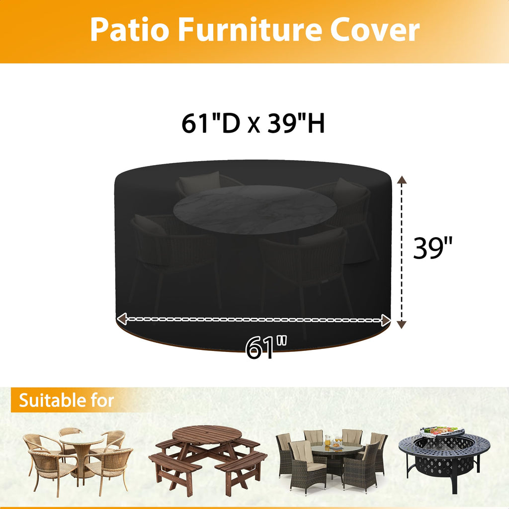 Round Patio Table Cover Waterproof Outdoor Furniture Covers Set