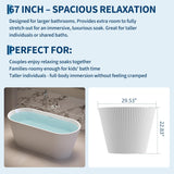Freestanding Bathtub 67 Inch Acrylic Free Standing Tub - Modern Oval Tapered Design Vertical Ribbed Texture, CUPC