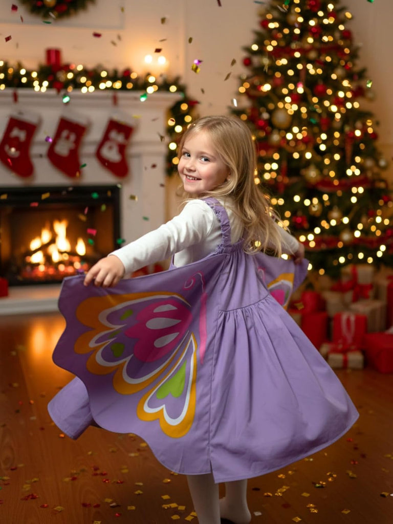 Kid Girls Wings Dress - Toddler Sleeveless Fairy Sundress with Pockets