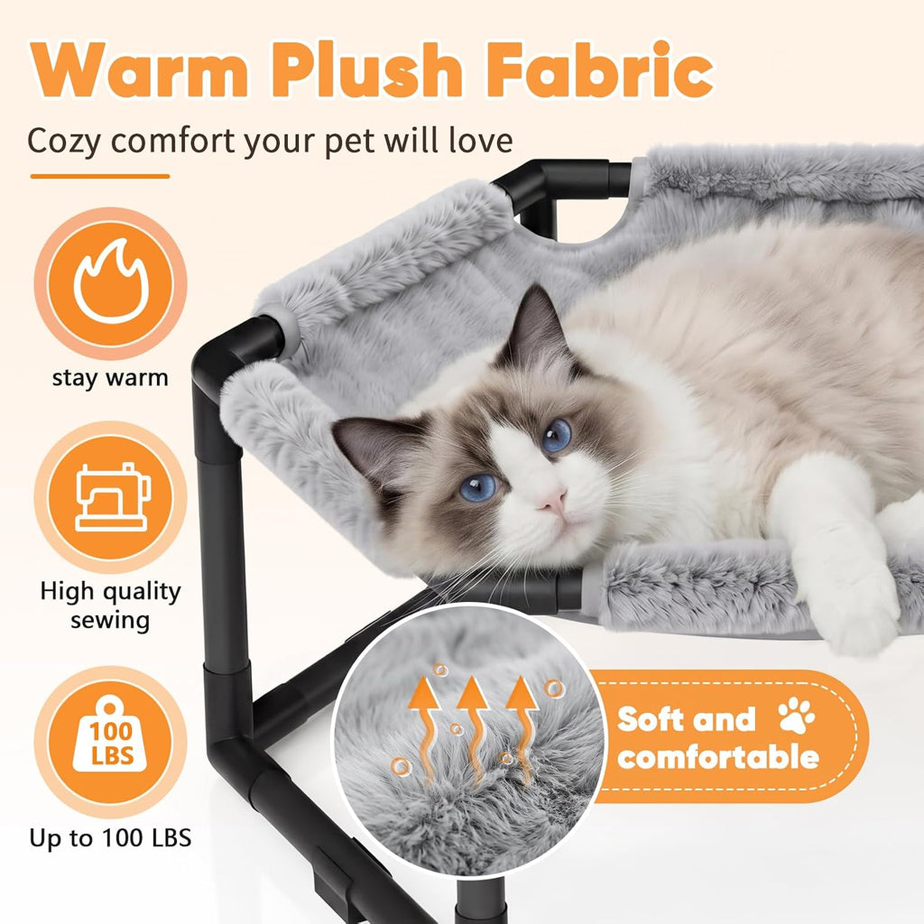 Elevated Cat Hammock Bed, Hexagon Raised Cat Swing Bed Cot Lounge Chair