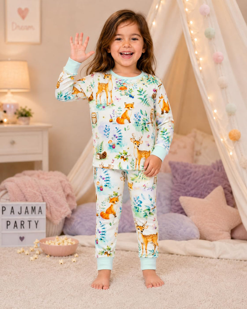 Baby Rayon of Bamboo Pajama Set Woodland Animal Print Green