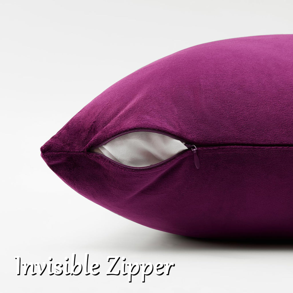Velvet Pillow Covers 26x26 Decorative Pillows Pack of 2 Purple