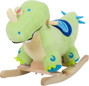 Kids Plush Ride-On Rocking Horse Toy Dinosaur Ride on Rocker Green