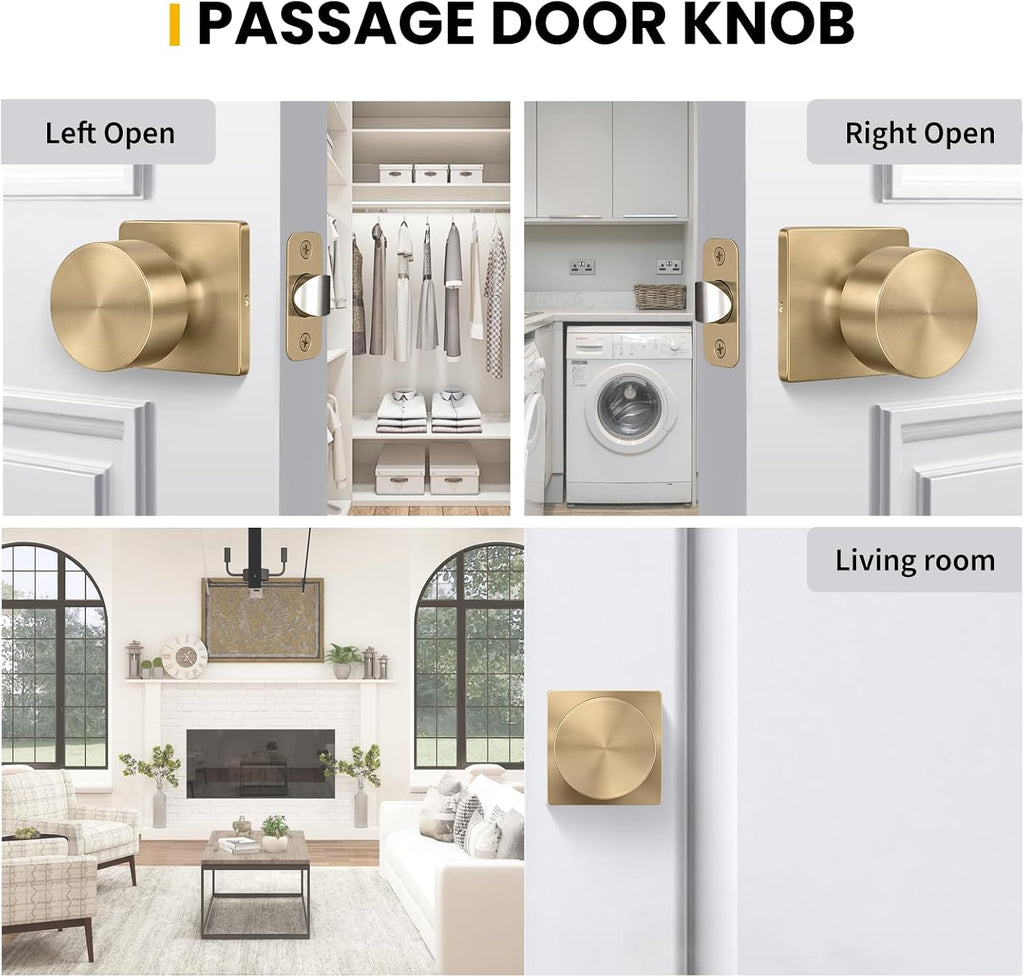 Champagne Bronze Closet Door Knobs, Passage Without Lock 6 Pack