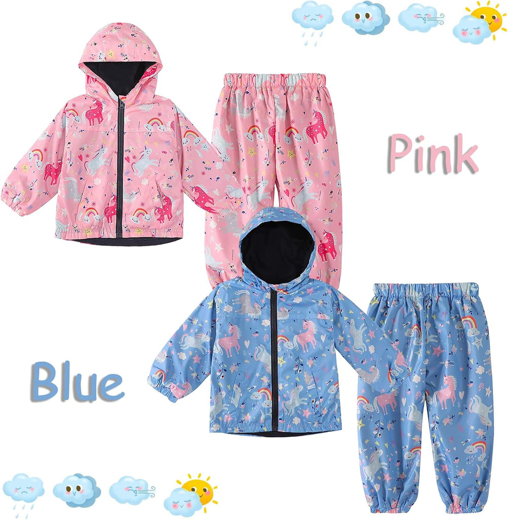 Toddler Rain Suits Waterproof Baby Rain Coat Jacket Pants 2PCS