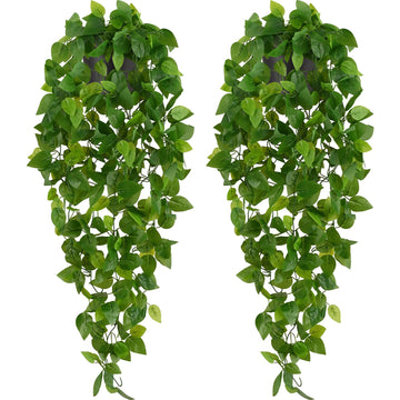 Fake Hanging Plants, 2Pcs Artificial Potted Plant Pothos