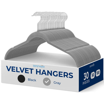 30-Piece Shirt Hangers, Premium Non-Slip Velvet Hangers Pack with 360° Swivel Hooks, Slim Space-Saving Design for