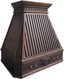 36 Inch Copper Wall Mount Range Hood 610 CFM LED Lights Dishwasher-Safe Baffle Filters