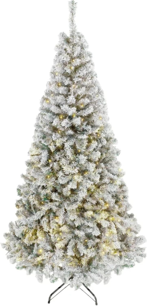 Pre-Lit Flocked Fraser Fir Artificial Christmas Tree, 6 ft, White