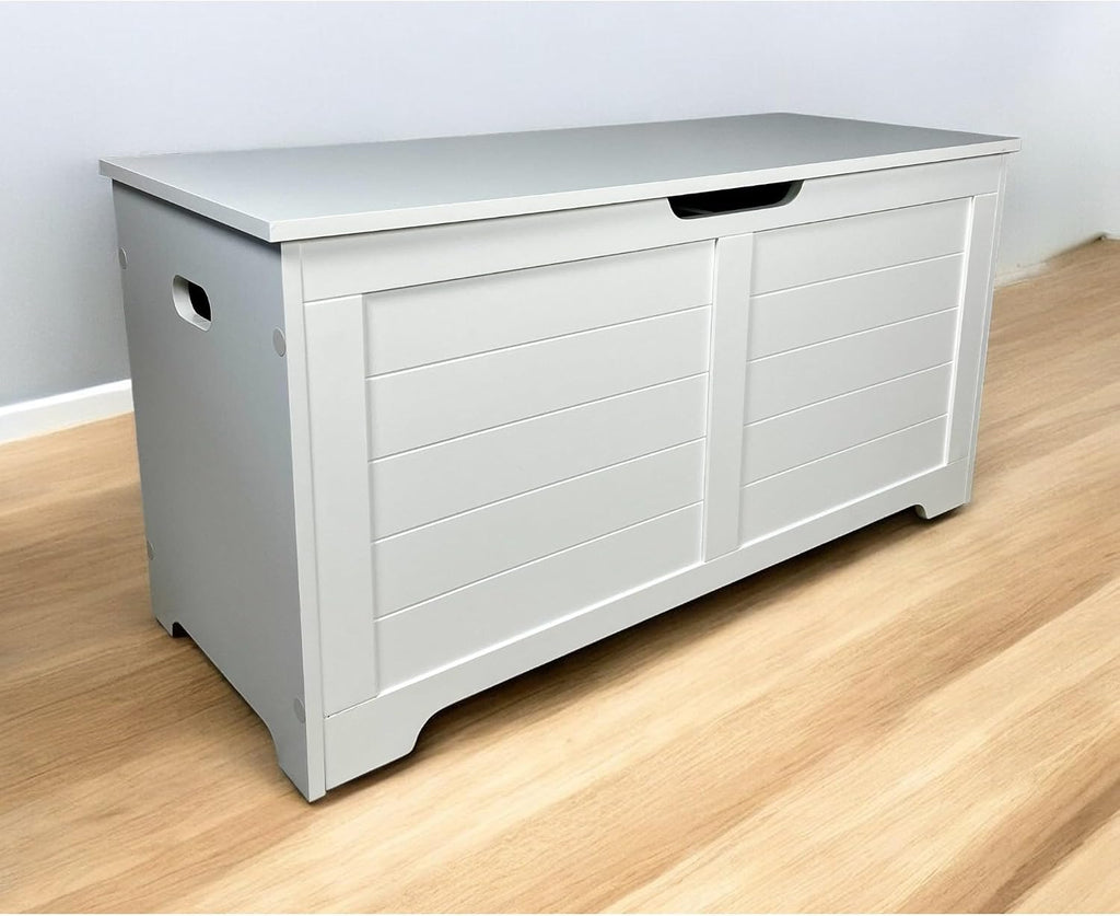 Top Open Cat Litter Box Enclosure Hidden Furniture Bench, Large Cat Washroom Cabinet and Indoor Storage Chest, Cream