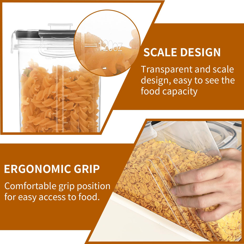 Cereal Containers Storage Set (4L / 135.2oz), 4PCS Airtight Food Storage Containers with Lids, Cereal Dispensers
