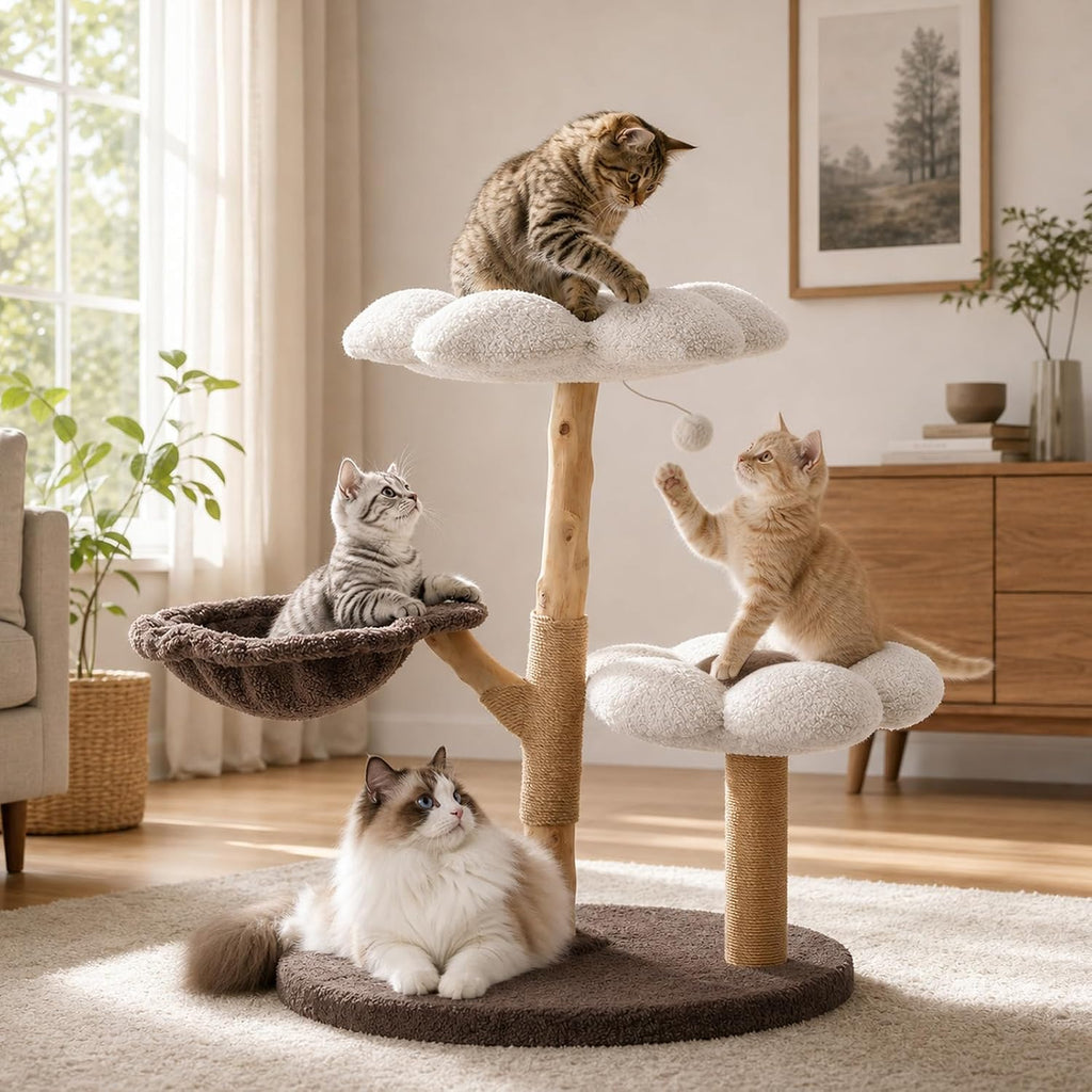 Multi-Level Modern Solid Cat Tree for Indoor Medium-Large Cats