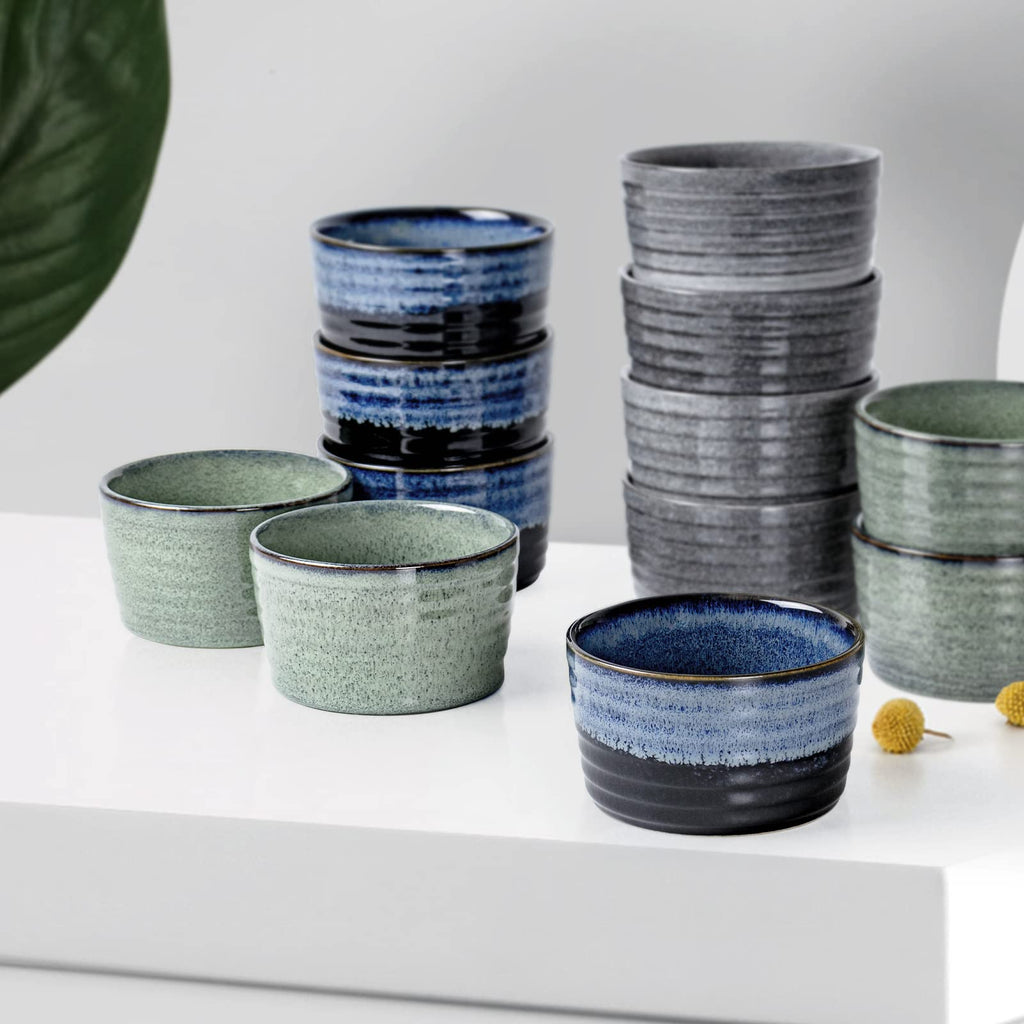 8 oz Ceramic Set of 2, Gray Reactive Glaze