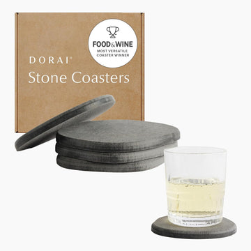 Home Stone Coasters Set - Diatomaceous Earth Water-Absorbing Drink Coaster for Coffee Table, Kitchen or Bar, Modern - Set of 4