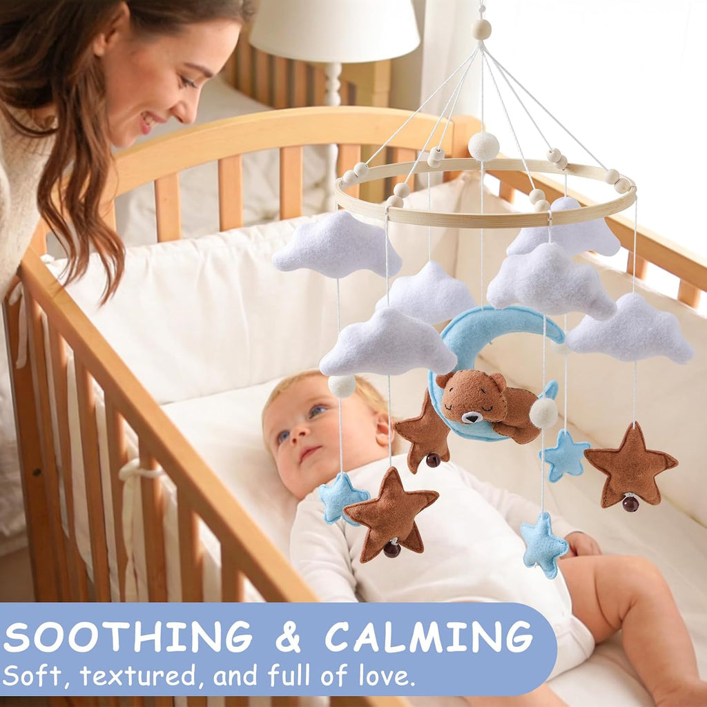 Baby Mobile for Crib - Hanging Felt Nursery Mobile - Fits Most Crib Arms - Gender-Neutral Boho Nursery Decor & Baby