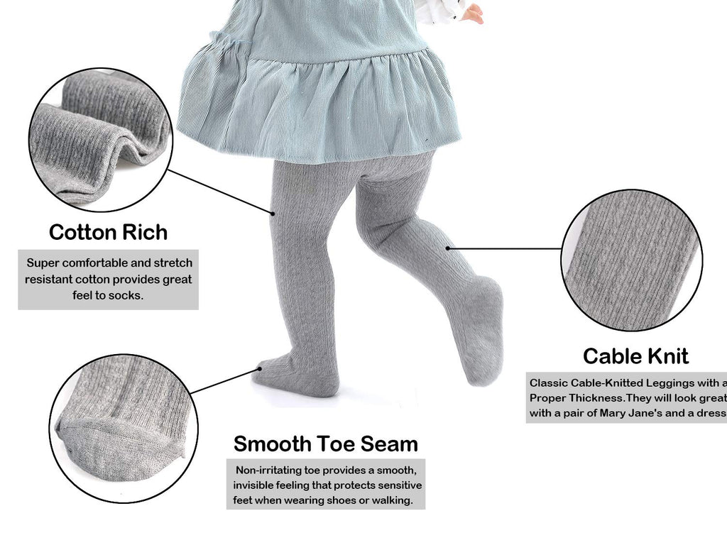 Baby Tights Newborn Girl Footed Leggings Black White Gray