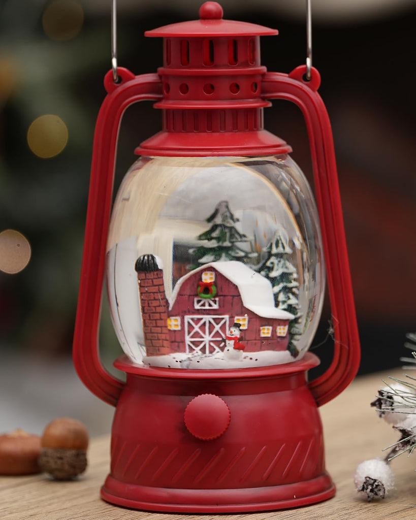 Snow Globe Christmas Decorations - Musical Christmas Snow Globes with 6H Timer,Christmas Village Lighted Scene Snow